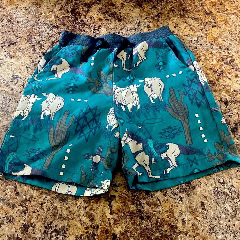 Caboose Kids Ranching Teal Shorts
